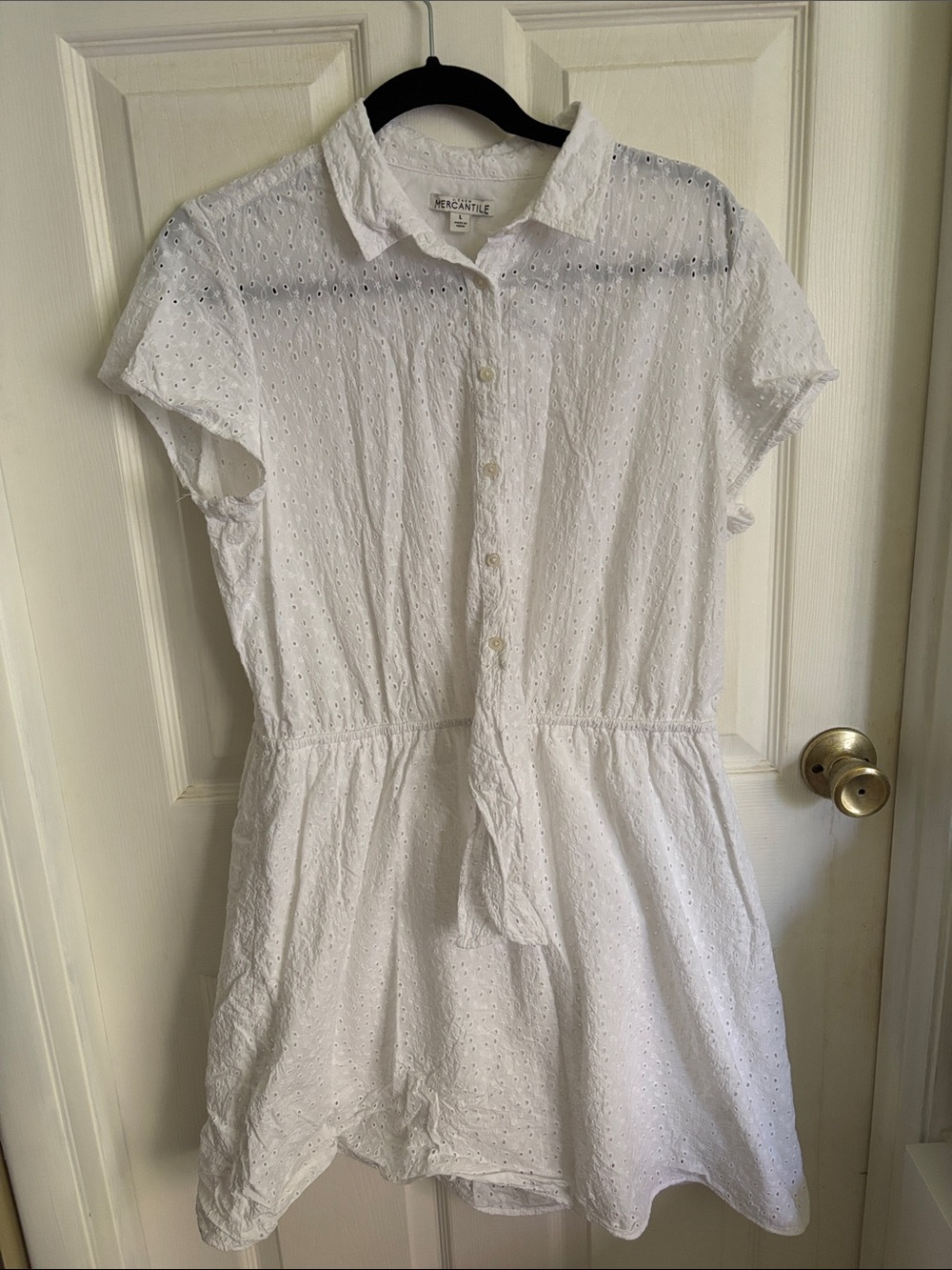 J. Crew Factory White Eyelet Mini Shirt Dress